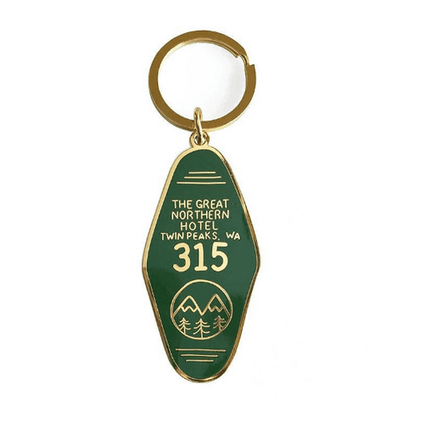 ON SALE Gold printed TWIN PEAKS Inspired "Great Nothern Hotel" keychain ON SALE Gold printed TWIN PEAKS Inspired "Great Nothern Hotel" keychain